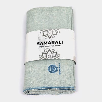 Samarali Chambray Blauwe Yoga Deken - Biologisch Katoen - 200x150 cm - Handgemaakte Meditatiedeken - Comfort en Veelzijdigheid