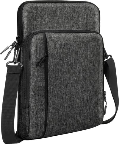 Draagtas voor 13,3 inch tablet met schouderriem - Geschikt voor iPad Pro, Galaxy Tab en Surface Pro - Donkergrijs en duurzaam ontwerp