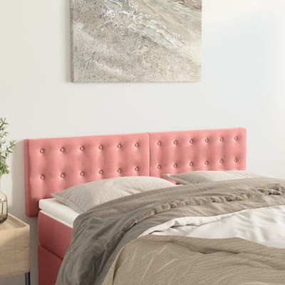 vidaXL - Hoofdborden - 144x5x78/88 - cm - fluweel - roze