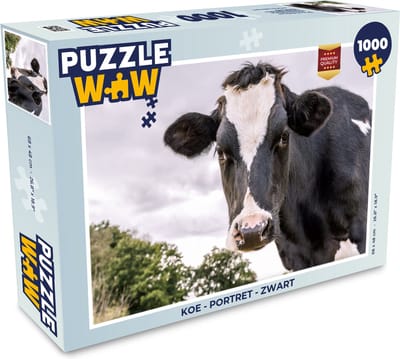 Puzzel Koe - Dier - Portret - Zwart - Legpuzzel - Puzzel 1000 stukjes volwassenen
