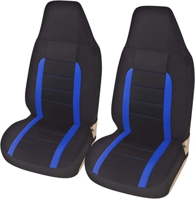 Famanu Auto-accessoires autostoelhoezen voor auto's voorstoelhoezen volledige set stoelhoezen en steunen emmerlijn ontwerp autostoelbeschermer, universele pasvorm voor auto, vrachtwagen, Blauw