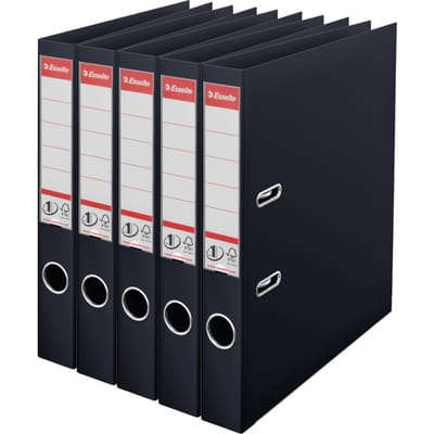 Esselte Nr.1 Vivida Ordner - Rugbreedte van 50mm - Voordeelverpakking (5 stuks) - Zwart