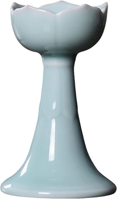 Keramische Kandelaar - Kaarsenhouder Decoratie - Interieurdecoratie - Lotus Vorm - 7.3*13.8 cm - Blauw