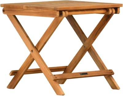 Houten bijzettafel - Balkon tafel - Buiten zitten - Weerbestendig en inklapbaar - 50 x 50 cm - Natuurlijk teak