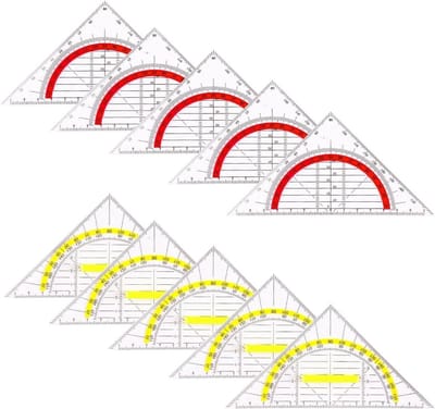 10 Stuks Geometrische Driehoeken met Handvat, Flexibele Plastic Triangles voor Studenten en Ontwerpers, Ideaal voor Schilderen en Kantoorgebruik