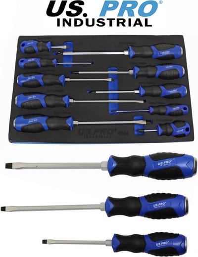 Professionele schroevendraaierset met Sleuf en Phillips schroevendraaiers in foam inlay 10-delig