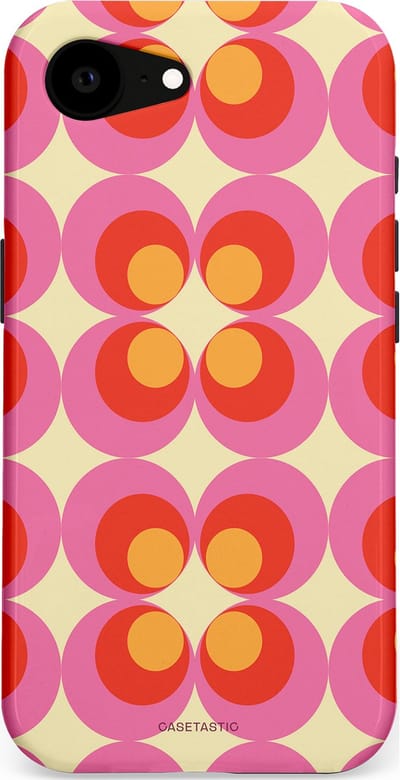Casetastic hoesje geschikt voor Apple iPhone 16e / Apple iPhone 17e - MagSafe - Dubbellaagse bescherming - Circle boogie - Fashion Case - Roze Rood Zand Okergeel