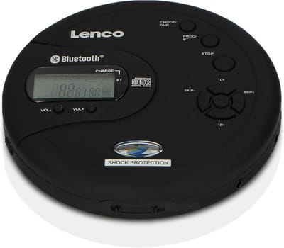 Draagbare CD-speler met Bluetooth en MP3-functie - Antischok, Oplaadbare Batterij, Hoofdtelefoon en USB-oplaadkabel - Zwart