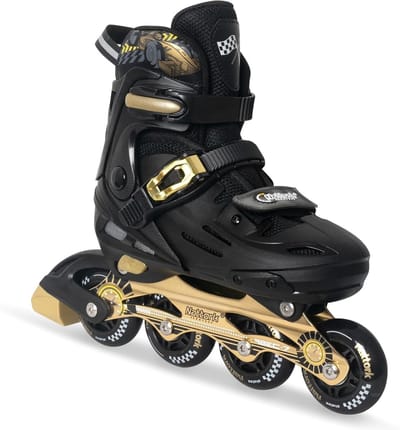 Kinderskeelers - Rolschaatsen - Buiten Spelen - Verstelbaar Verlichting - Maat S - Gouden
