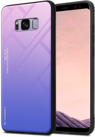 Cadorabo Hoesje geschikt voor Samsung Galaxy S8 PLUS in ROZE - BLAUW - Tweekleurige beschermhoes van TPU-silicone Case Cover en achterzijde van gehard glas