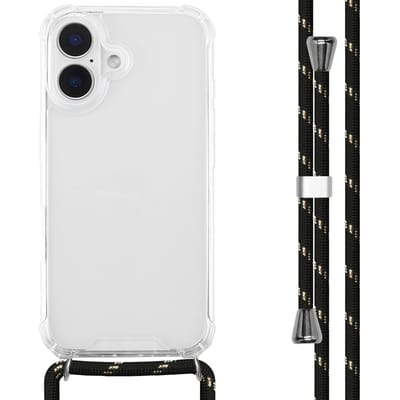 imoshion Hoesje - Geschikt voor Apple iPhone 16 - Backcover met koord - Zwart / Goud