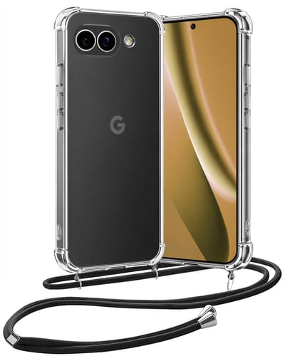 Hoes - Geschikt voor Google Pixel 10a - Met Koord - Shock Proof - Siliconen Case - Back Cover - Telefoonkoord - Telefoon Hoesje Shockproof - Telefoonketting - Transparant