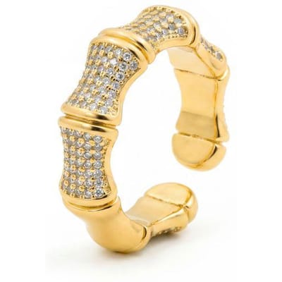 Luxenter Ring in Brilliant Metal en Zirconia legering afgewerkt in 18 karaat geelgoud - Rechi