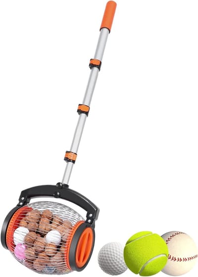 Eikelverzamelaar - Notenroller Gazon - Tuin Opruimen - Rugvriendelijk Ontwerp - 1 Gallon Capaciteit - Zilver