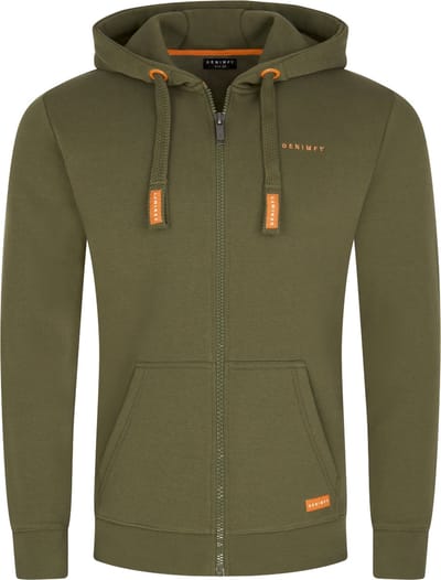 DENIMFY Heren Sweatjack DFLeo regular fit Olijf M Volwassenen Hoodie Capuchon Sweatshirt