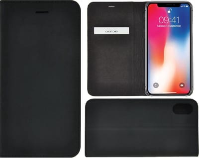 Pearlycase Hoesje Geschikt voor iPhone X hoesje - iPhone XS Hoejse - Bookcase - Portemonnee Hoes Echt leer Ultra dun Wallet Case Antiek Zwart