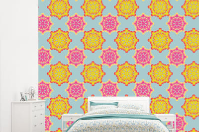 Behang - Fotobehang Flower Power - Design - Hippie - Breedte 315 cm x hoogte 260 cm