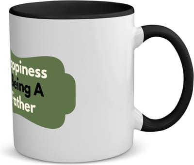 Akyol - happiness is being a father koffiemok - theemok - zwart - Vader - de liefste papa - vader cadeautjes - vaderdag - verjaardag - geschenk - kado - 350 ML inhoud