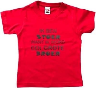 Baby T-Shirt Aankondiging bekendmaking zwangerschap, tekst. Ik ben stoer want ik word grote broer ©