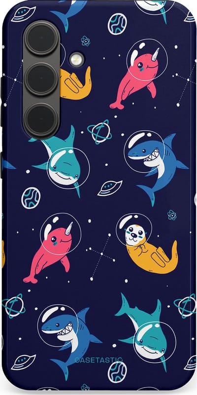 Casetastic Hoesje Geschikt voor Samsung S24 - Stijlvolle Beschermende Duo-layer Case - Ruimte Oceaan Blauw