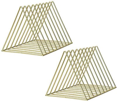 2 stuks tijdschrift- en krantenhouders, desktop ijzeren opbergrek boekenplank multifunctionele driehoekige dossierorganisator decor thuiskantoor boekenkasten (goud)