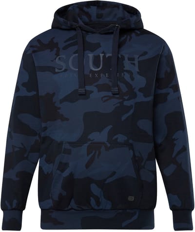 JP 1880 - Heren - Hoodie sweatstof camouflage capuchon - Navy blauw - Maat L