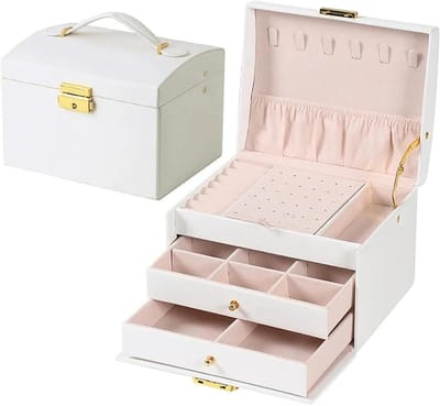 Sieradendoos - Opbergdoos Juwelen - Sieraden Opbergen - Grote Capaciteit - 17 x 14 x 13 cm - Wit