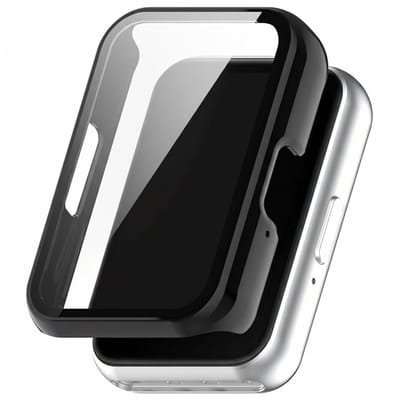 Screenprotector case - geschikt voor Samsung Galaxy Fit 3 - full cover hoesje - gehard glas - volledige bescherming - zwart