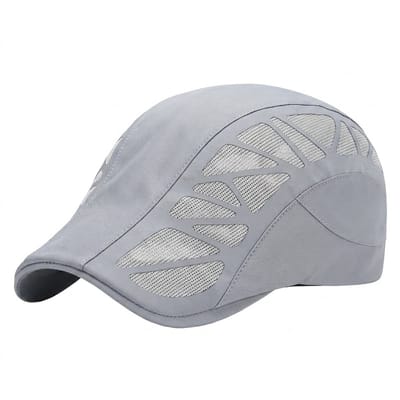 Lichtgrijze fietspet unisex ademende mesh sport pet sneldrogend lichtgewicht wielren pet met drukknoopsluiting zweetabsorberende hardloop pet geschikt voor fietsen hardlopen fitness vissen outdoor lente zomer