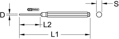 Pendrijver Lang - Pen Drijver - Metaal Bewerken - Gehard Werkvlak - 4mm Doorsnede - Goudkleurig