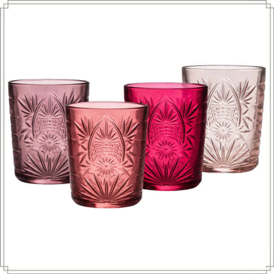 OTIX Drinkglazen - Set van 4 - Roze - Waterglazen - 350 ml - Limonadeglazen - CORALIA