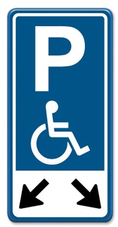Parkeerbord Mindervalide pijl links en rechts 30x60 cm - Bevestiging: Zonder bevestiging (alleen het bord)