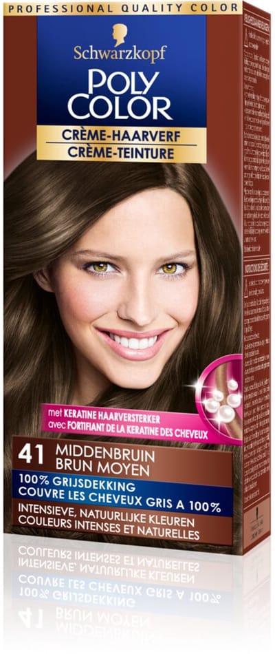 Schwarzkopf Poly Color Crème Haarverf 41 Middenbruin - 1 stuk - intensieve, natuurlijke kleuren met 100% grijsdekking