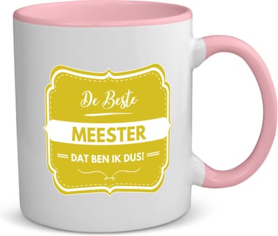 Akyol - de beste meester, dat ben ik dus koffiemok - theemok - roze - Meester - iemand die een meester is - beste ooit - werk - collega - school - verjaardagscadeau - kado- geschenk - afscheidscadeau - welkomscadeau - verrassing - 350 ML inhoud