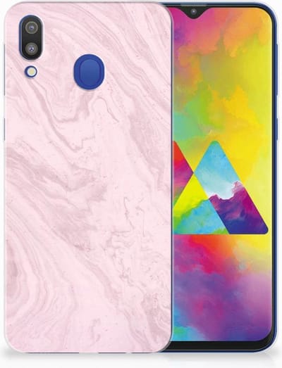 Samsung Galaxy M20 (Power) TPU Siliconen Hoesje Marble Pink - Origineel Cadeau Vriendin
