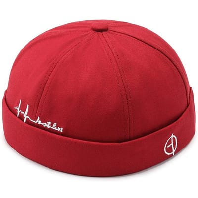 Chapeaux pour Hommes Casquette Docker Casquettes Bonnet Casquette de Marin Casquette d'Ouvrier Manchette Relevée Chapeau Rétro Sans Visière Avec Réglable red