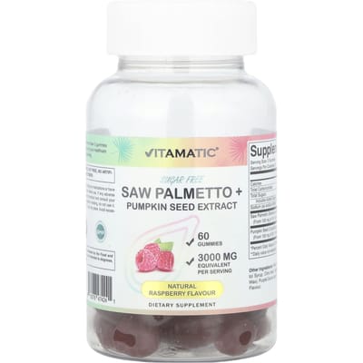 Zaagpalm + Pompoenpitextract, Natuurlijke Framboos, 60 Gummies