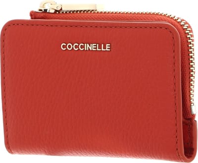 COCCINELLE Leren Kaarthoes Metallic Soft Credit Card Holder Tangerine Oranje