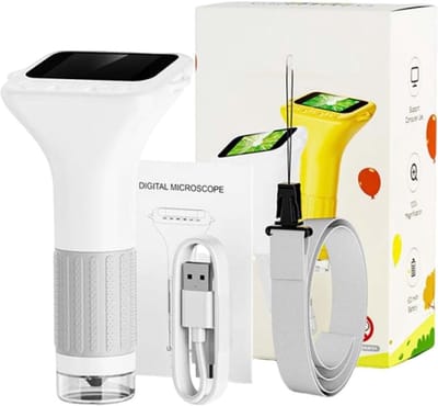 Microscoop - Kinder microscoop - Microscoop junior -Draagbare microscoop voor kinderen - Mini-buitenmicroscoop - USB-handmicroscoop - 1000x - 2,0-inch HD-scherm -Met led-licht - Leeftijd 3-12 - Verjaardagscadeau voor jongens en meisjes- wit