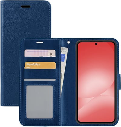 Hoesje - Met Pasjeshouder - Geschikt voor Samsung Galaxy A56 - Luxe Bookcase Portemonee - Flip Case - Kunstleer Book Case - Flipcase - Book Cover - Walletcase - Portemonneehoes - Donkerblauw