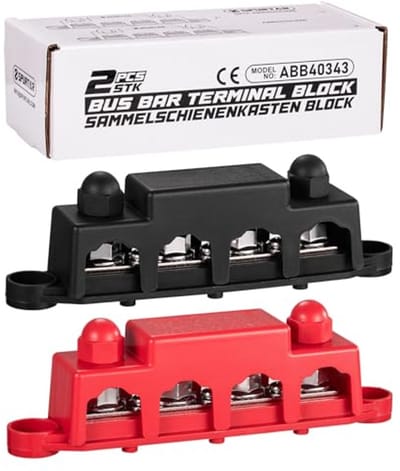 Stroomverdeler Busbar 12-48V 250A met 4x M10 Bouten en 3x M4 Schroeven voor Auto, Vrachtwagen, Camper, ATV, Boot en Aanhanger