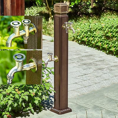 Waterzuil - Buiten Kraan - Tuin Sproeien - Dubbele Waterinlaat - 110cm Hoog - Zwart