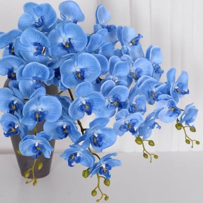Kunstmatige Phalaenopsis Orchideeën in Blauw - 6 Stelen voor Thuisdecoratie en Bloemstukken