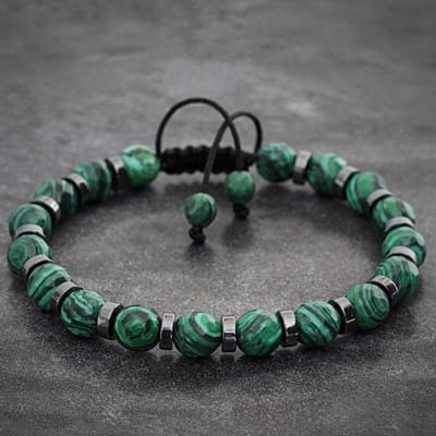4 Stijlen Modieuze Malachiet Armband, Natuursteen Kralen Armband voor Mannen en Vrouwen Valentijnsdag Cadeau gray