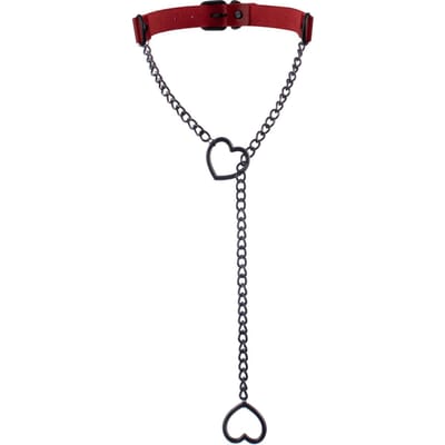 Hart Slipketting Y-Halsketting Zwarte Lederen Choker Kraag Voor Vrouwen Goth Mode Punk Sieraden brown