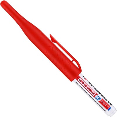 Diep Gat Markering - Precisie Timmermanspotlood - Bouw Werkzaamheden - 32mm Lange Pen - 15cm Lengte - Rood