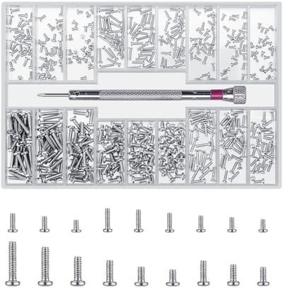 500 Stuks Kleine Schroeven voor Bril, Horloge en Laptop - M1.2/M1.4/M2 Micro Schroeven, Lenskop en Rondkop Schroeven voor Reparatie