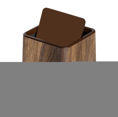 Bureau Prullenbak - Kleine Vuilnisbak - Netjes Werken - Retro Houtnerf Design - 15.5x15.5x18 cm - Met Deksel