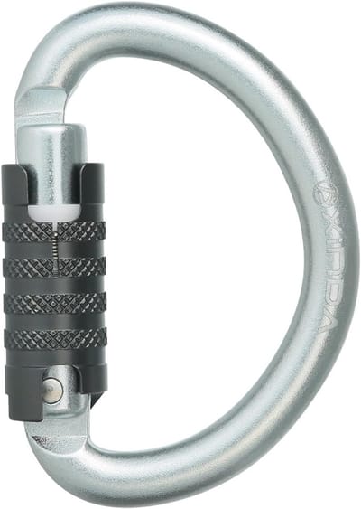 Karabiner D-vorm - Veiligheidsclip Vergrendelbaar - Outdoor Activiteiten - Automatisch Slot - 30kN Treksterkte - Zwart