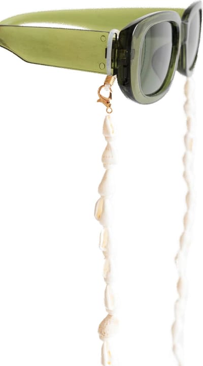 Casies Zonnebril koord met schelpen - Elegante Brillenkoord - Witte parel ketting - 70 cm